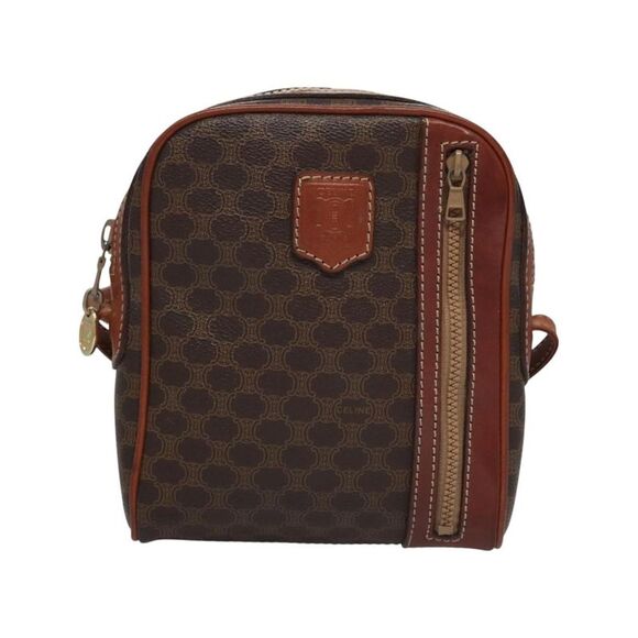 Pre Loved Celine Vintage Monogram Crossbody Bag Women Brown Shoulder Bags - Picture 2 of 8